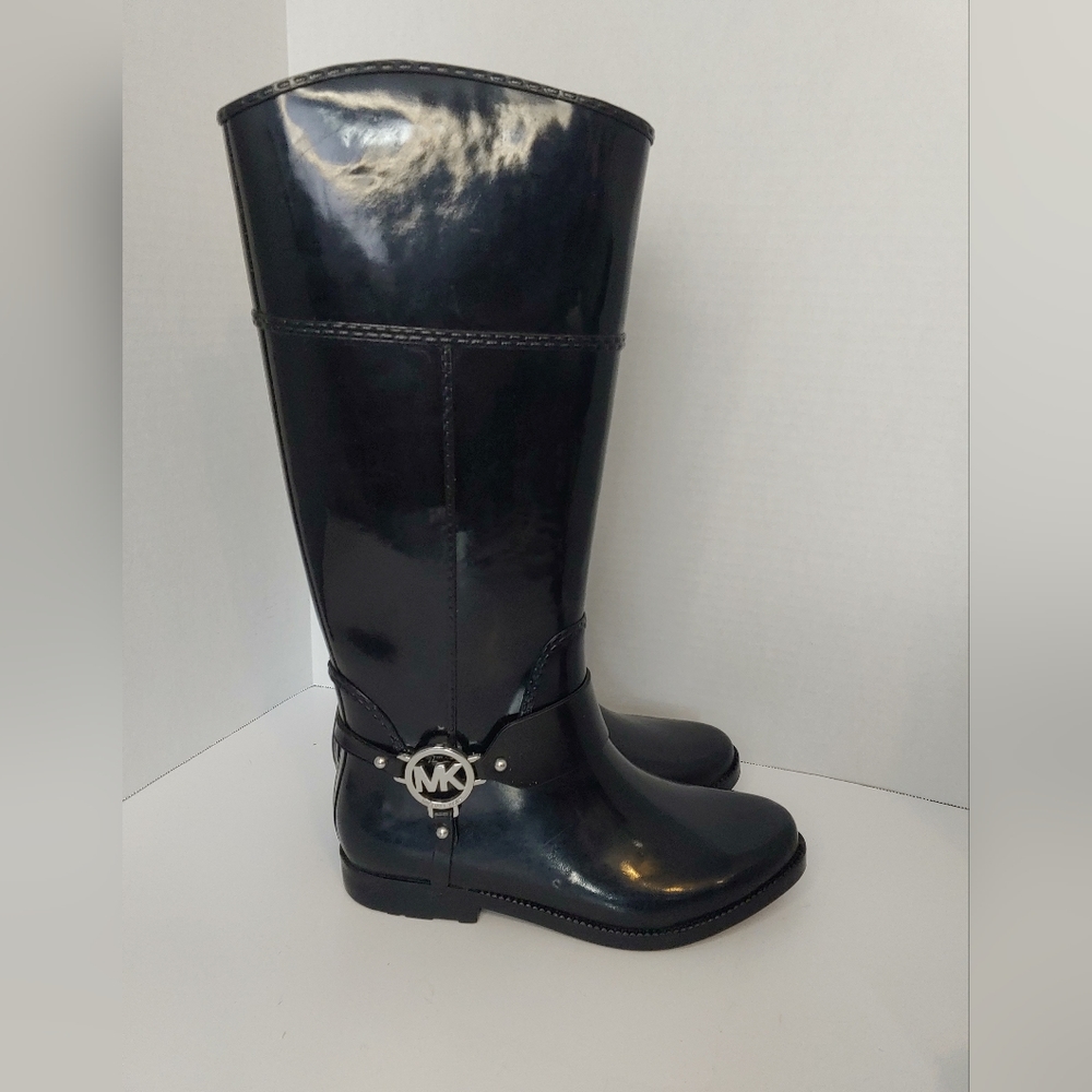 Michael Kors black rain boots 8, rubber tall